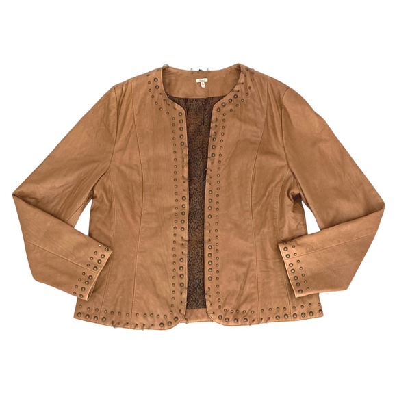 Reba Jackets & Blazers - Reba Western Y2K genuine leather brown studded jacket XL retro 70s style Boho
